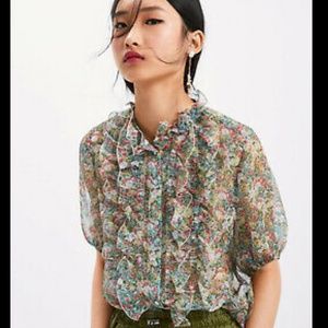 Zara Floral Sheer Blouse - Multicolor
